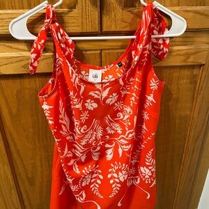 CAbi Orange and White Floral Tank Top
